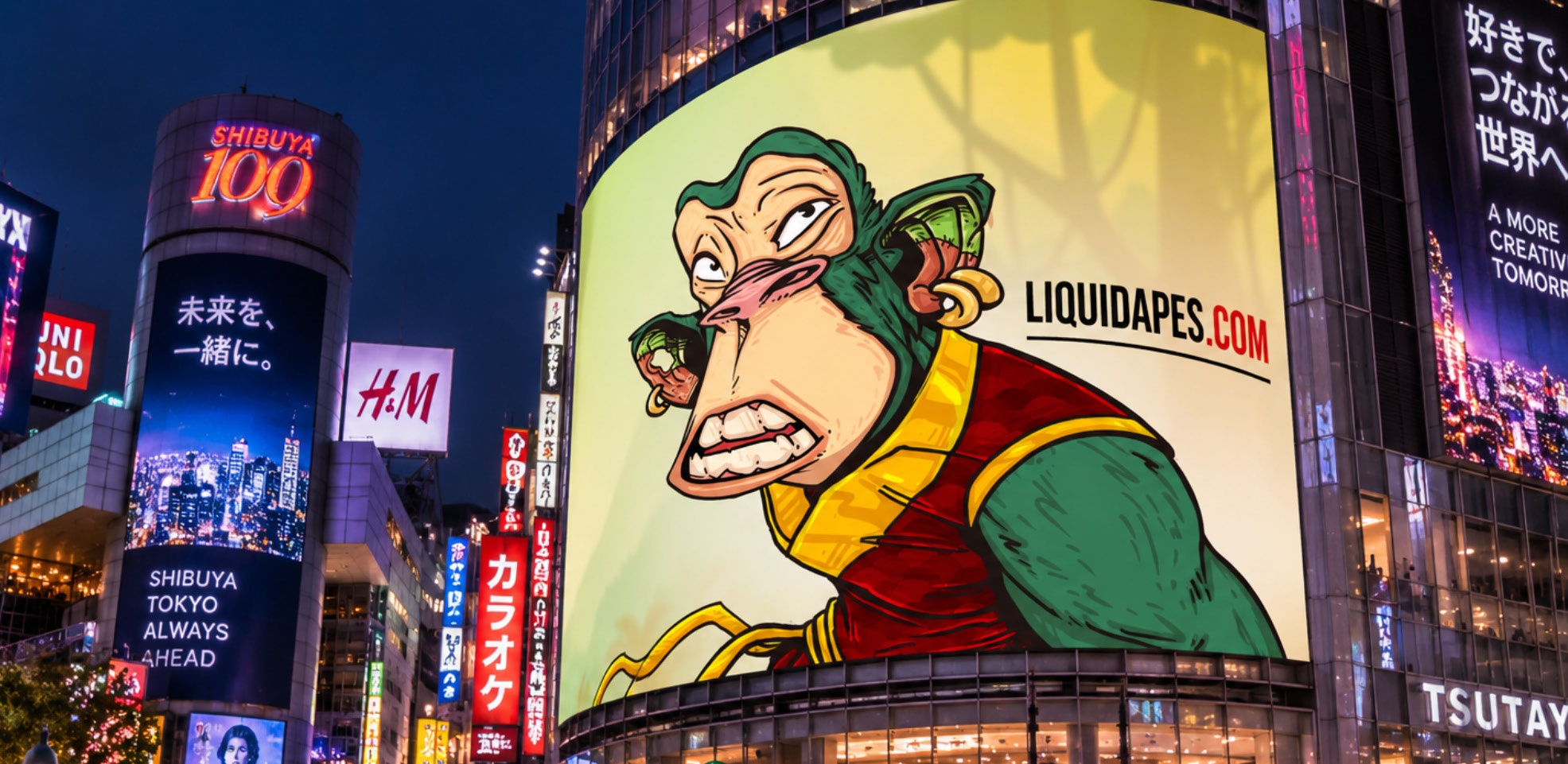 Liquid Apes Shibuya 109 Tokyo billboard display
