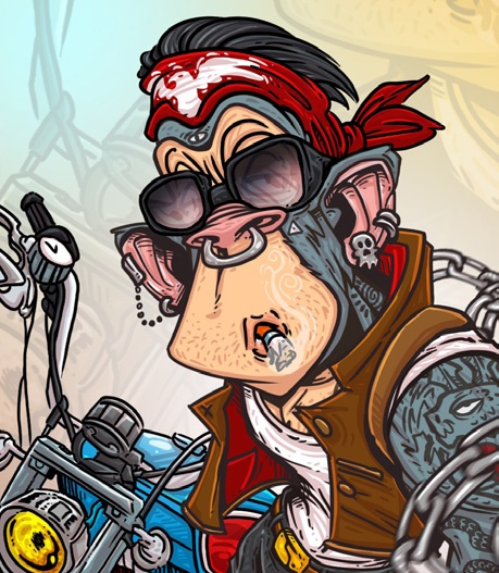 Liquid Ape Biker on motorcycle