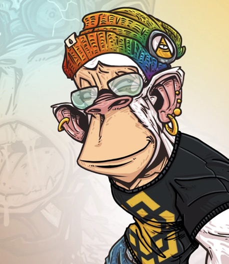 Liquid Ape Beanie with gold glasses